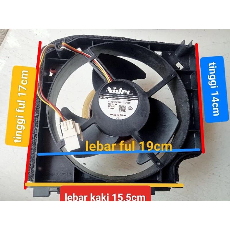 Fan DC 12V nidex kulkas showcese sanyo aqua/pendingin kondensor original