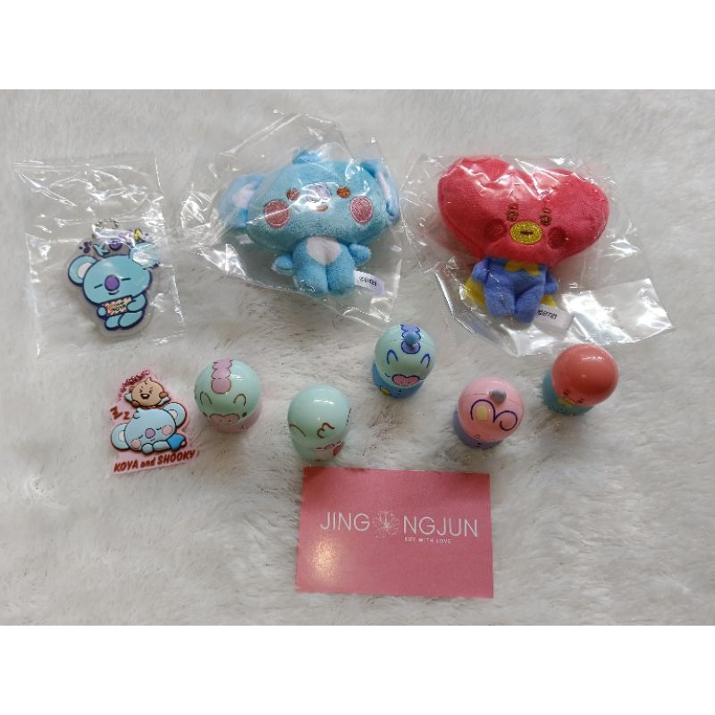 BTS BT21 official keyring keychain plush mini doll boneka koya shooky tata cooky mang gondal gandul 