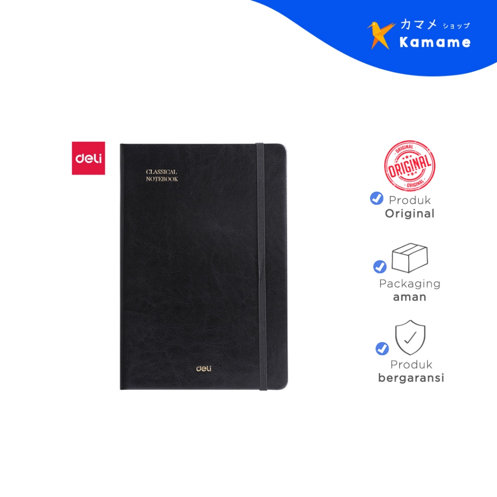

Deli Leather Cover Notebook - Black Classical Notebook N132L - Kamame