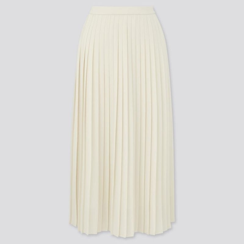 Uniqlo Off White Pleated Skirt