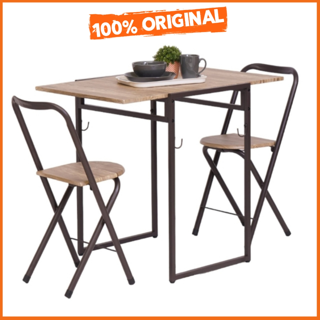 Selma Lazio Set Meja Makan Lipat 2 Kursi - Cokelat
