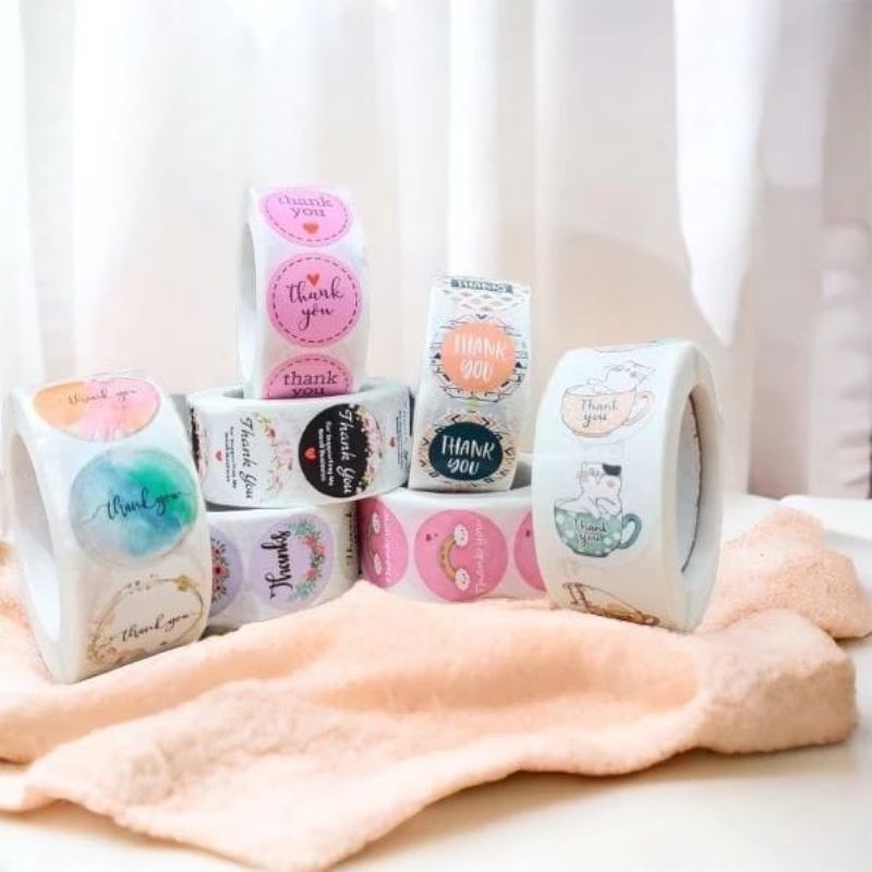 

STICKER THANKYOU ROLL ISI 500PCS STIKER TERIMAKASIH WARNA