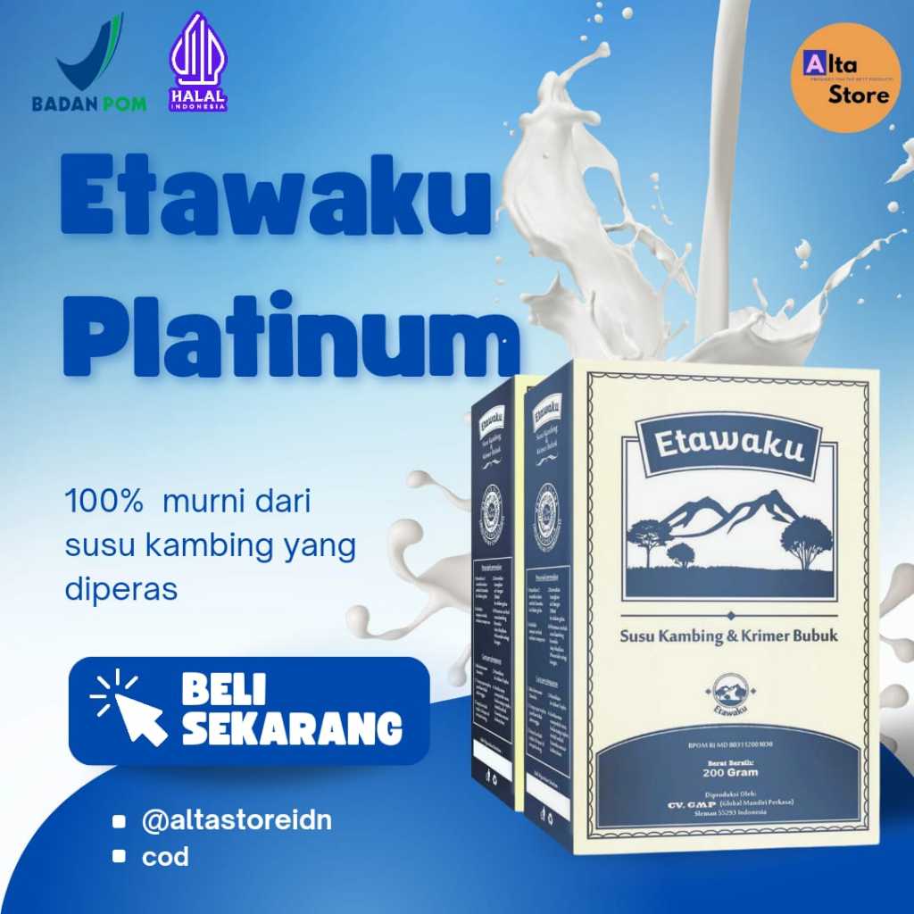 

Etawaku Platinum Susu Kambing Etawa Murni Untuk Kesehatan Tulang dan Sendi, 200 gr, Halal BPOM - SORONG