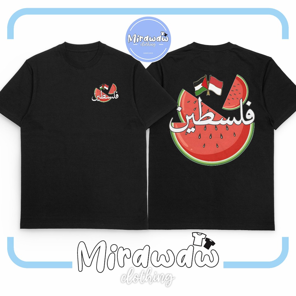 Kaos Save Palestina SEMANGKA Palestina Bendera Palestina dan Indonesia Baju Distro