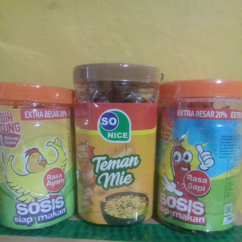 

Sosis So Nice Siap Makan Toples isi 24+1 Rasa Ayam atau Sapi. Sosis Teman Mie Rasa Ayam Jumbo