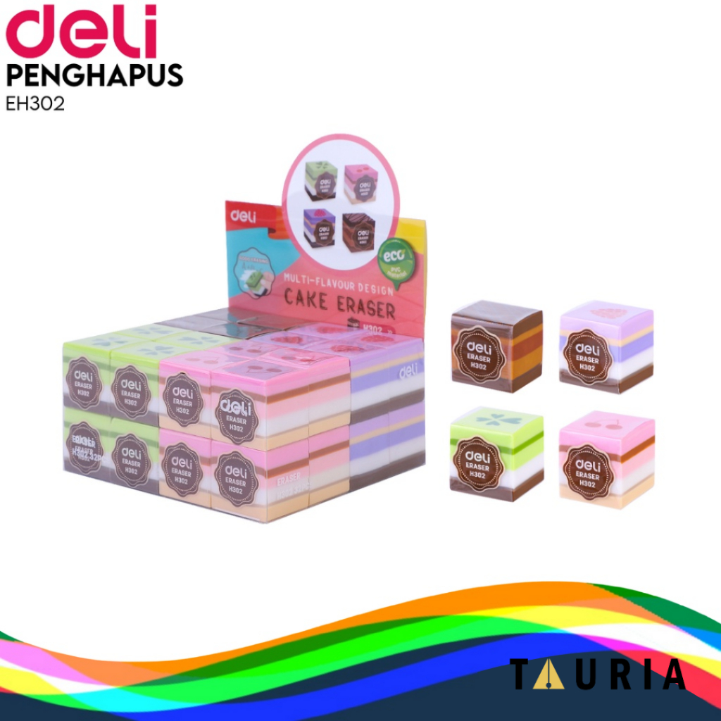 

PENGHAPUS PENSIL ERASER BENTUK CAKE KUE LUCU DELI H302 STIP WARNA