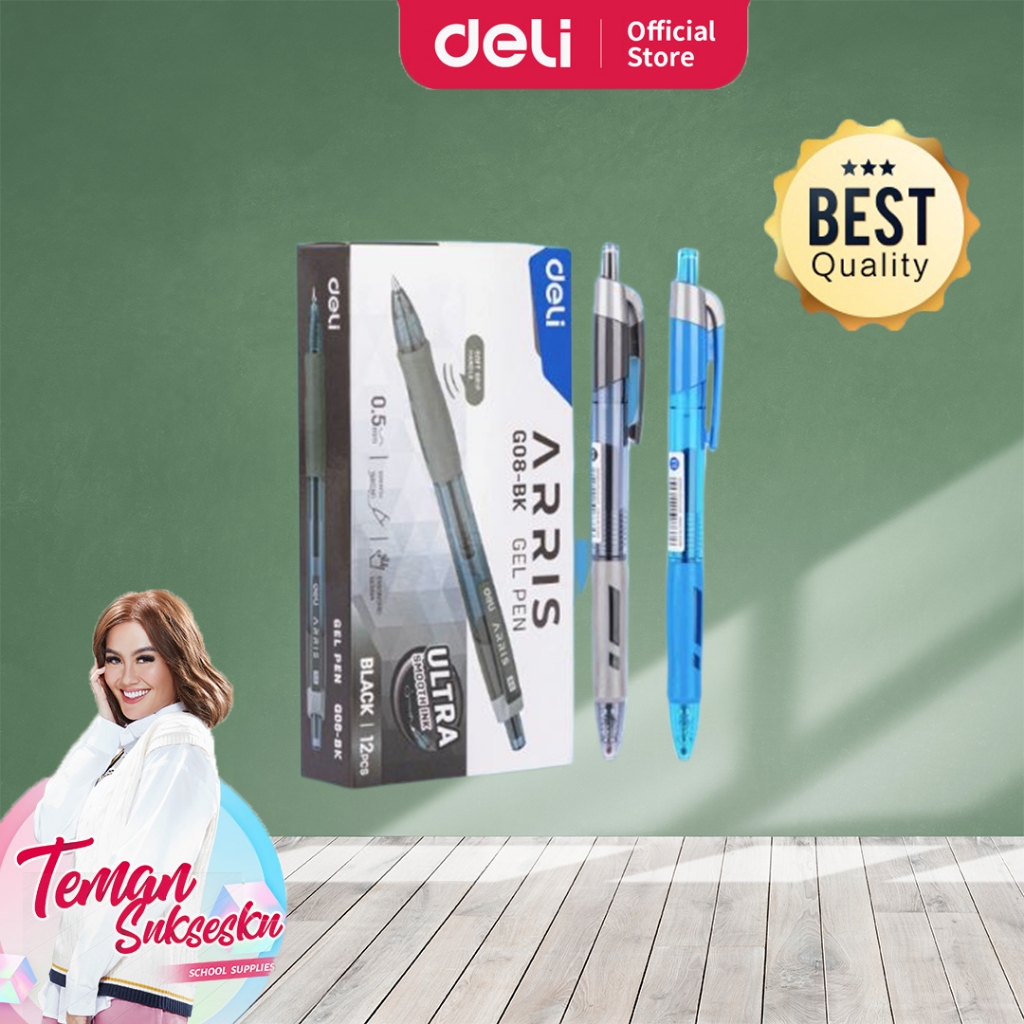 

Deli Gel pen 0.5mm isi 12 pcs/ pulpen gel cetek 0.5mm 2 EG08-BX