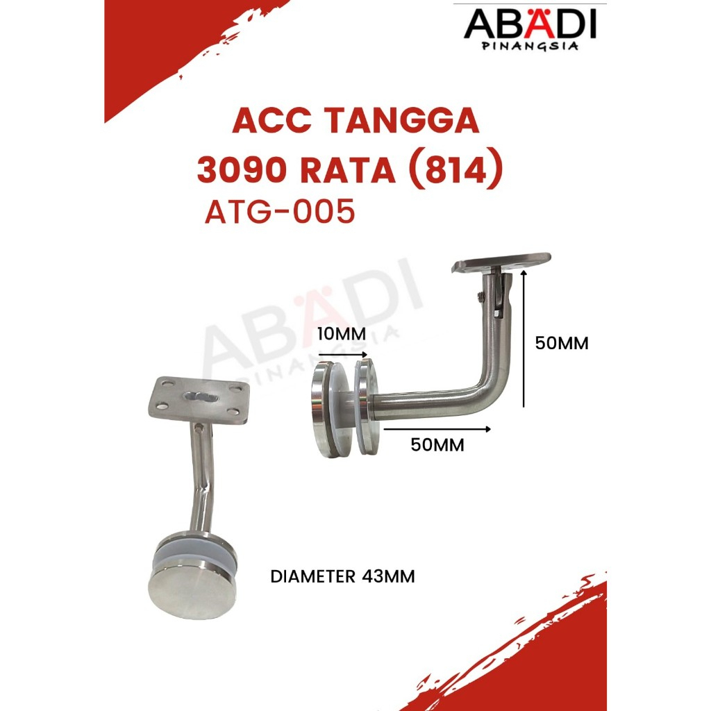 Pegangan Tangga Railing Bracket Handrail Siku Konektor L Tembok Kaca Plat Lurus Rata Lengkung