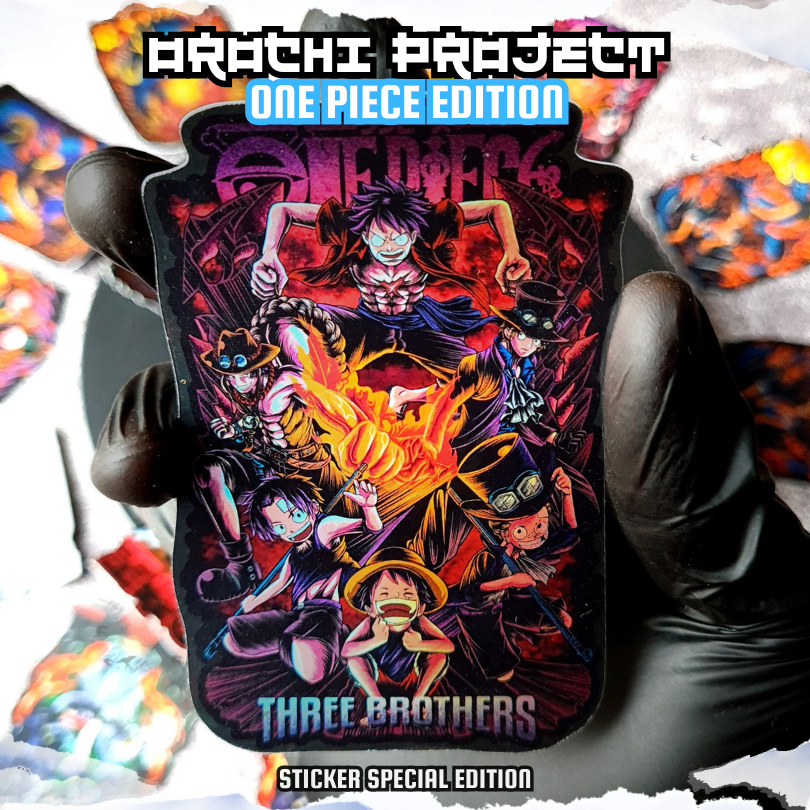 

Sticker Stiker Anime Three Brother Luffy Ace Sabo One Piece Hologram Glossy Anti Air HP Laptop Tumbler Motor Helm
