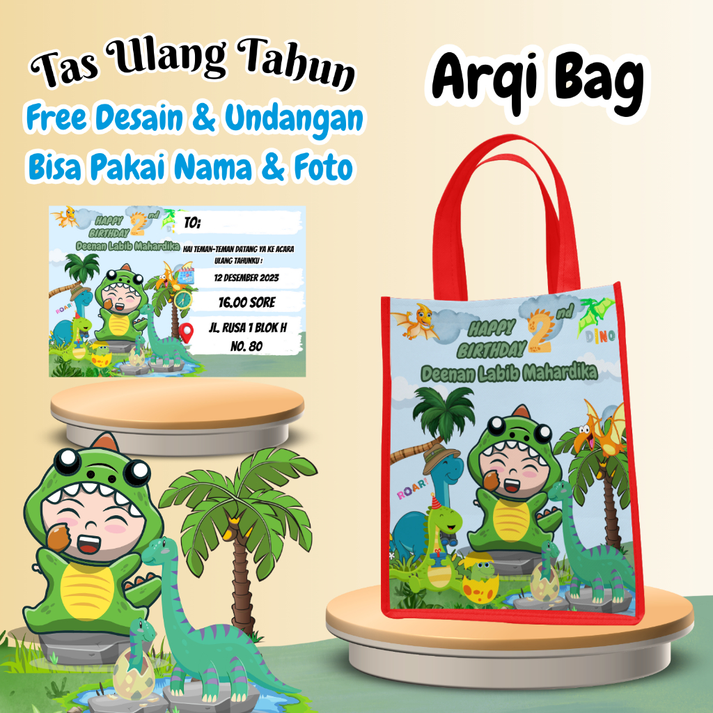 

90 Tas Free Undangan Ulang Tahun Anak Bisa Custom Goodiebag Murah Muat Box Kfc & Snack