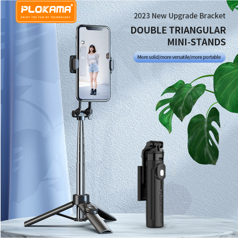 PLOKAMA K7 Tongsis Tripod 3 in 1 105cm 1 meter Selfie Stick Remote Bluetooth Portable Travel Size For Hp Handphone Smartphone