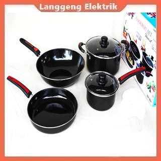 Panci Wajan Set Enamel GSF Cookware Set Tutup Kaca GSF-1831