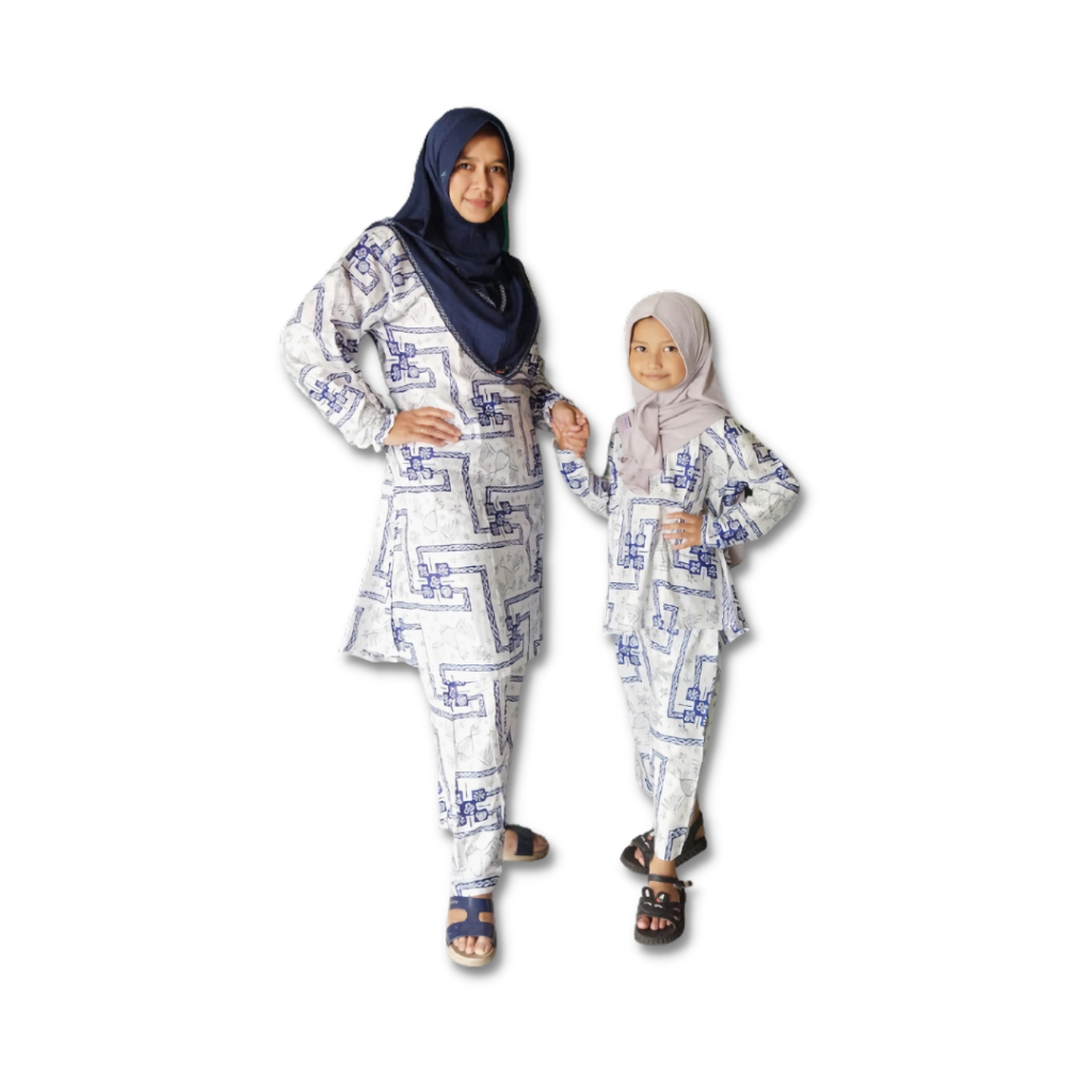 One Set Setelan Couple Ibu Anak Perempuan Muslim Rayon