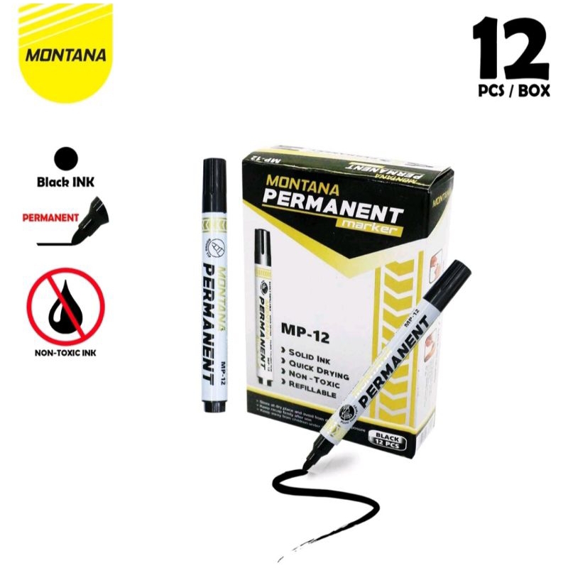 

Spidol Permanen Papan Tulis Whiteboard Marker MONTANA Hitam ( Per Pack 12pcs )