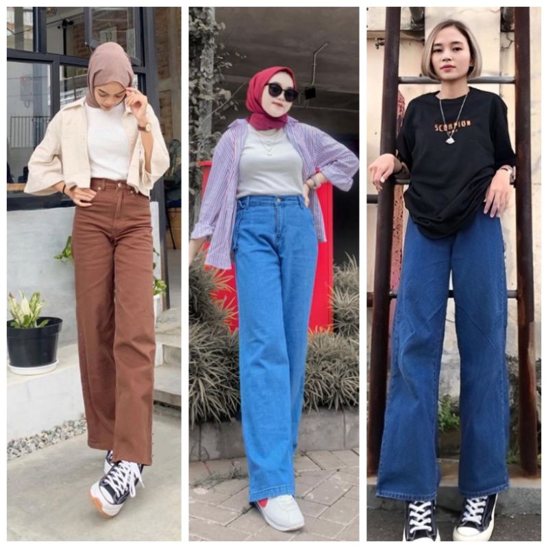 Bf Celana Bawahan Jeans  High Waist / Kulot Jeans Warna / Mozza Jeans