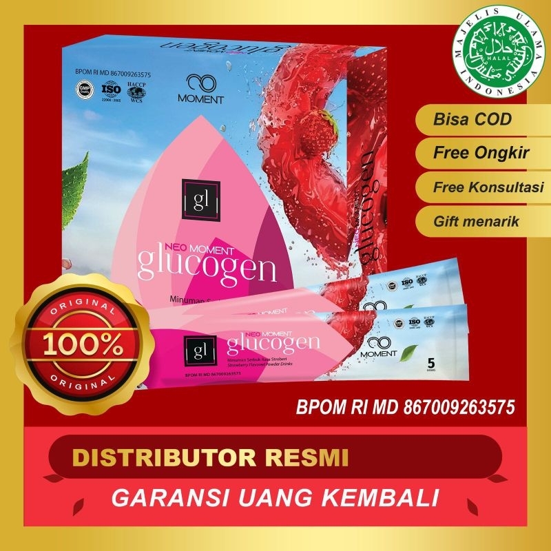 NEO GLUCOGEN MOMENT ORIGINAL Minuman Collagen L-Gluthatione Suplemen Kecantikan Anti Aging BPOM
