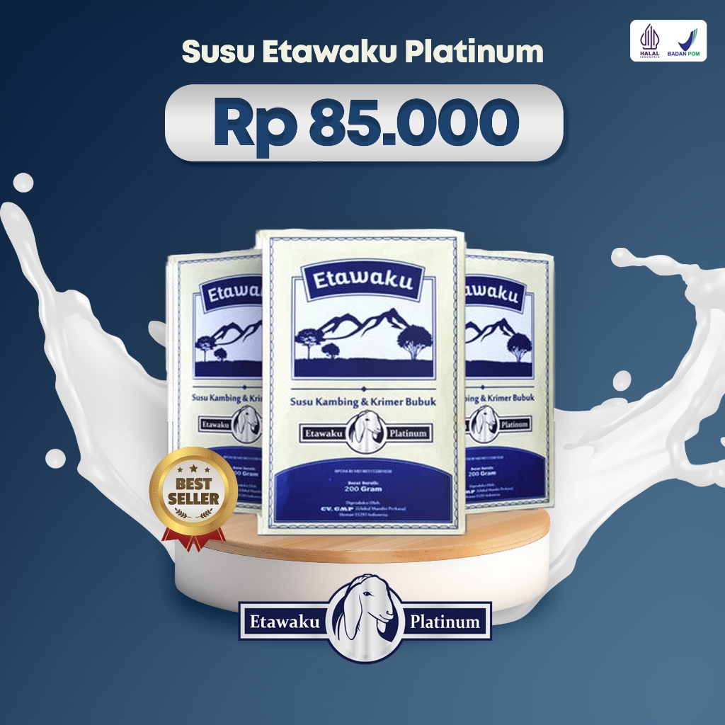 

() Susu Etawaku Platinum - Atasi Sesak Nafas Asma Bronkhitis Radang Paru / Penambah Kalsium Padatkan Tulang Tingkatkan Daya Tahan & Imunitas Tubuh Original Isi 200gr Krimer Bubuk Nabati Berkualitas Tinggi