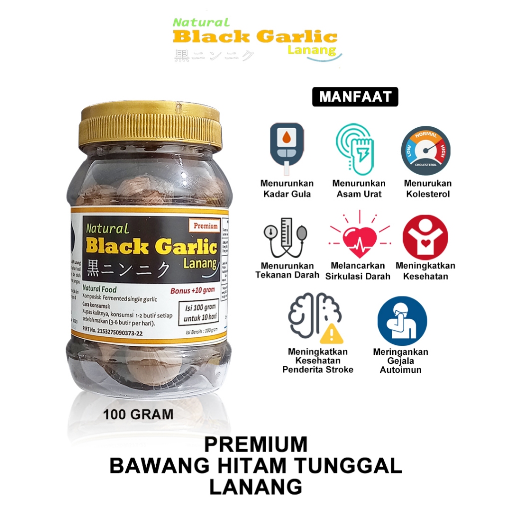 

Black Garlic Lanang Natural Premium 100gr Bawang Putih Tunggal By BPPT