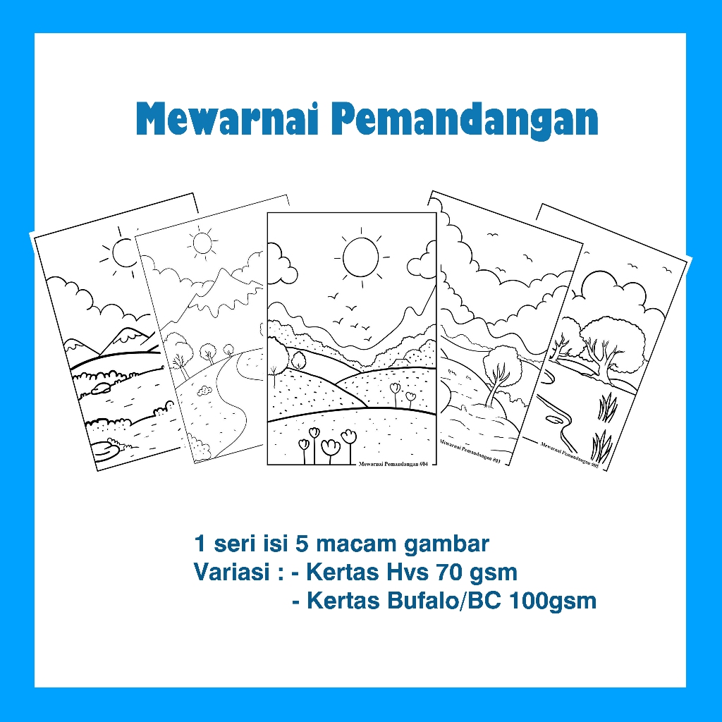 

Worksheet Lembar Mewarnai Tema Pemandangan A5 ( isi 5 lbr )