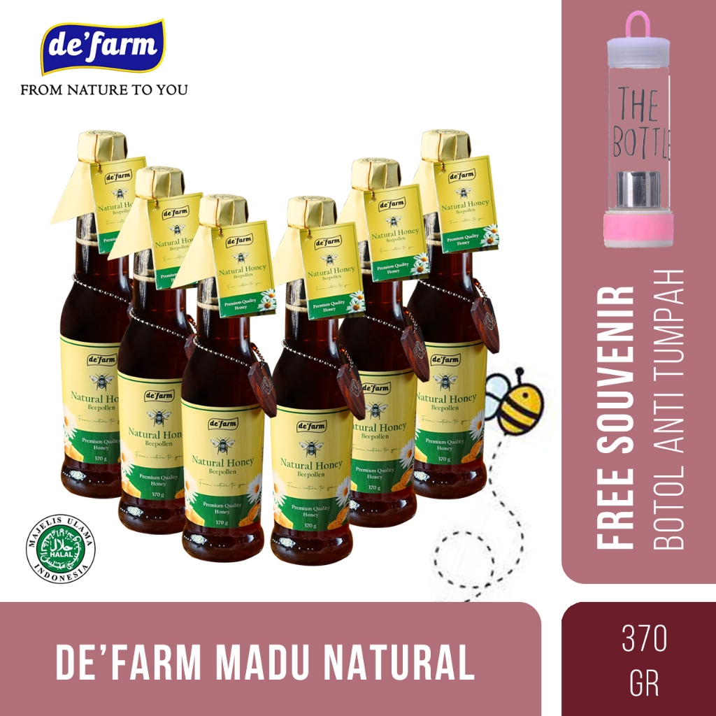 

De'farm Natural Honey 370gr / Madu Murni 100% - Paket 6 Botol - Label baru