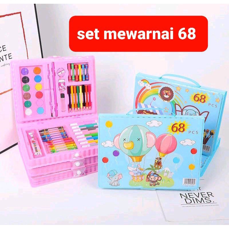 

set 68 Mewarnai Melukis Crayon Krayon spidol Cat Air Tas Praktis Hadiah Kado Anak