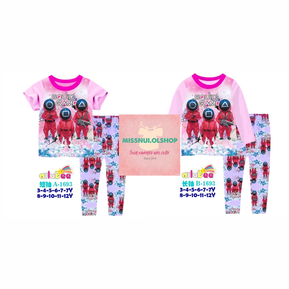 [READY] BAJU TIDUR PIYAMA ANAK PEREMPUAN IMPORT AILUBEE A B 1693,1695 SQUID GAME FZ