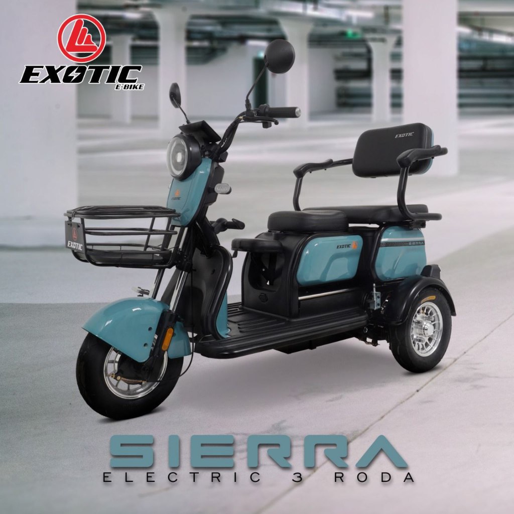 SEPEDA MOTOR LISTRIK RODA TIGA//EBIKE SIERRA BISA MUAT 3 ORANG//800 WATT 48 VOLT BY EXOTIC SIERRA BY PACIFIC