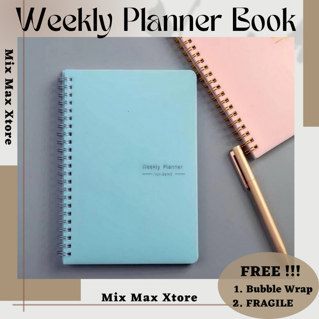 

Buku Catatan Mingguan A5 Weekly Planner Book for 52 Weeks Jurnal Diary - Sky Blue