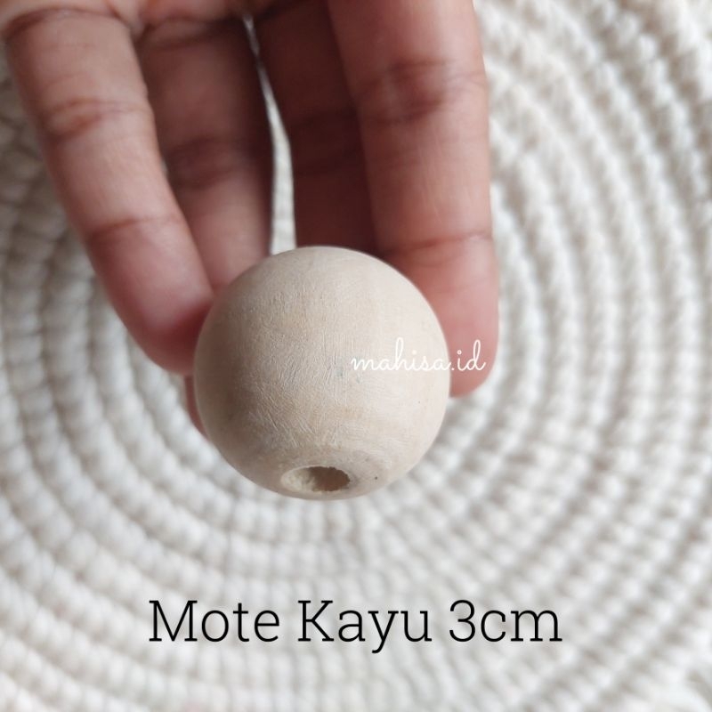 Bola Kayu 3cm 4cm | Manik Kayu | Mote Kayu DIY Craft  Macrame Properti Foto