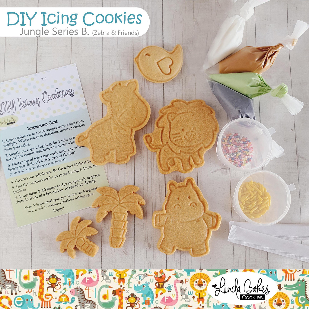 

DIY Icing Cookies/ Decorating/ Kukis Hias/ Kue Kering/ Souvenir - Jungle Series B (Zebra & Friends)