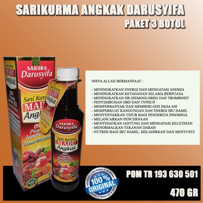 

Sarikurma Madu Angkak|Propolis|Jambu Biji Paket 3 Botol Darusyifa original