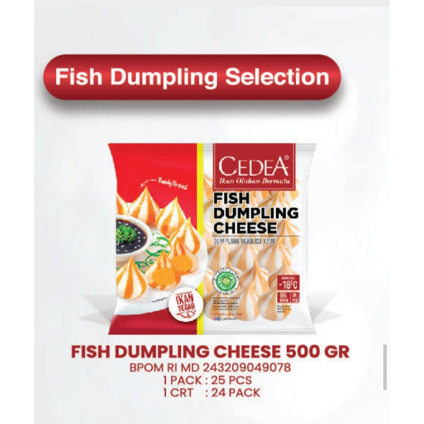 

Cedea Baso Ikan Isi keju/Fish Dumpling Cheese 500g Isi 25 pcs