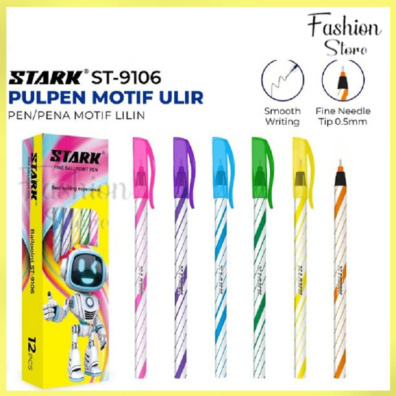 

FS GROSIR (12pc) PULPEN ULIR / PEN LILIN STARK 1 PAK / BOLPOIN HITAM MURAH