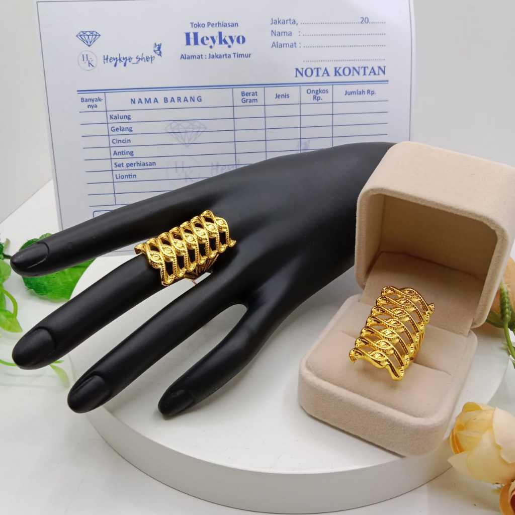 HeyKyo - Cincin lapis  Emas Muda 5.0 Gram Model Dubai Turky Terlaris  Model Batik Rangkai 7 Perhiasa