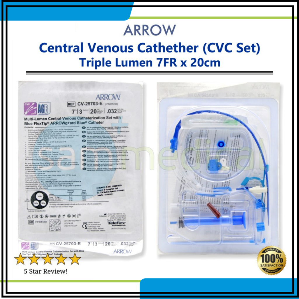 ARROW Central Venous Catheter (CVC Set) Triple Lumen 7FR x 20cm