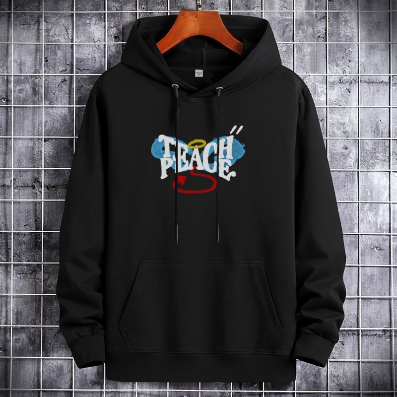 Hoodie pria Terbaru Hoodie fleece Teach Peace