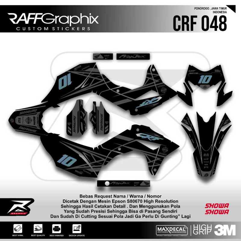 decal crf hitam -decal sticker crf 150l hitam- decal sticker crf custom