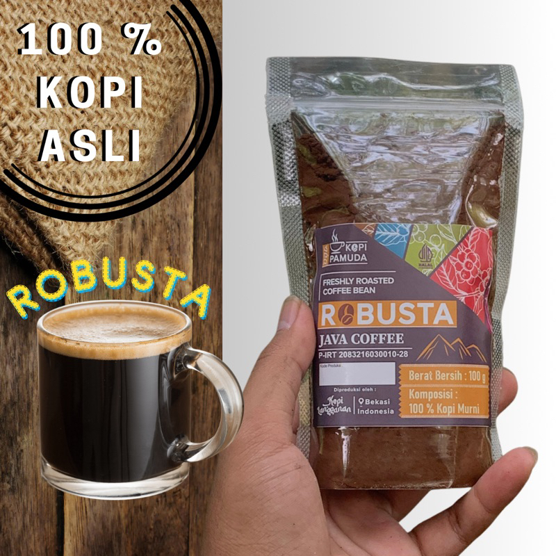 

Kopi Robusta Bubuk Asli 100 gram