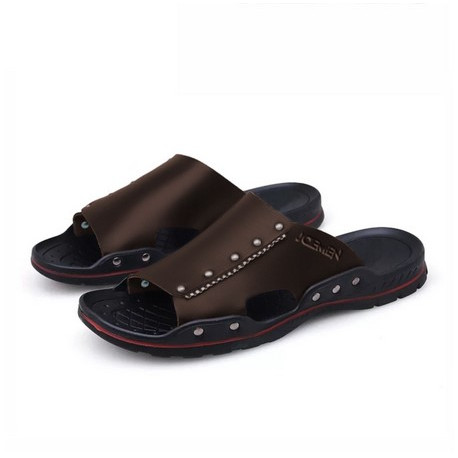 Sandal Selop Pria Casual Hitam Putih Coklat Sendal Slop Cowok Keren Terbaru