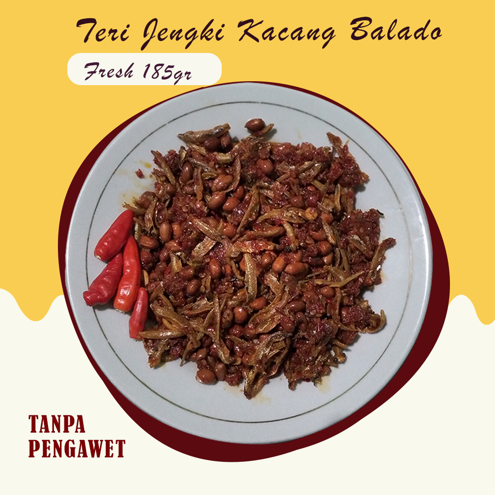 

Teri Kacang Balado 185gr/ Teri Jengki Belah/ Fresh Setiap Pemesanan