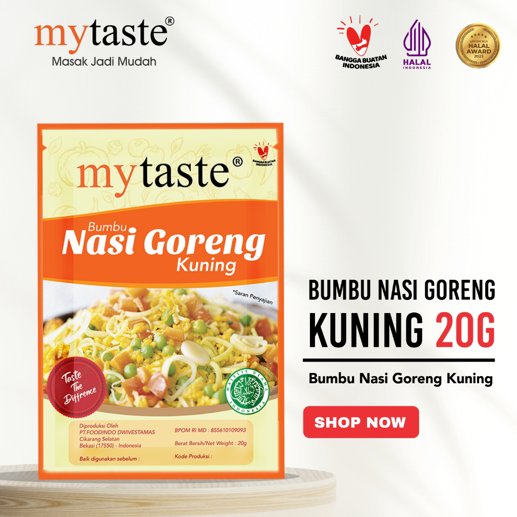 

Bumbu Nasi Goreng Kuning Mytaste - Kuning 20 gr / tinggal tuang nasi panas / tanpa digoreng