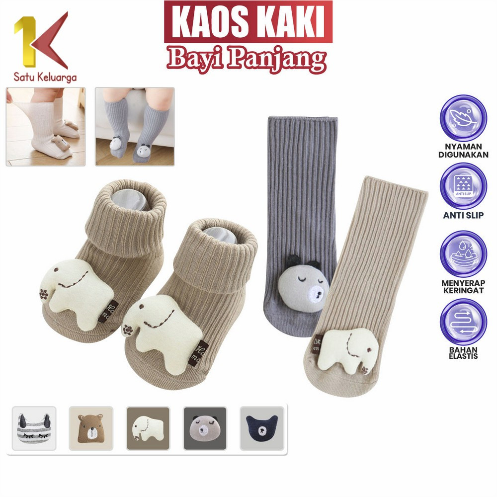 Satu Keluarga Kaos Kaki Bayi Panjang Motif Boneka 3D P603 Baby Socks Kid Cute Anti Slip Kaus Kaki Ba
