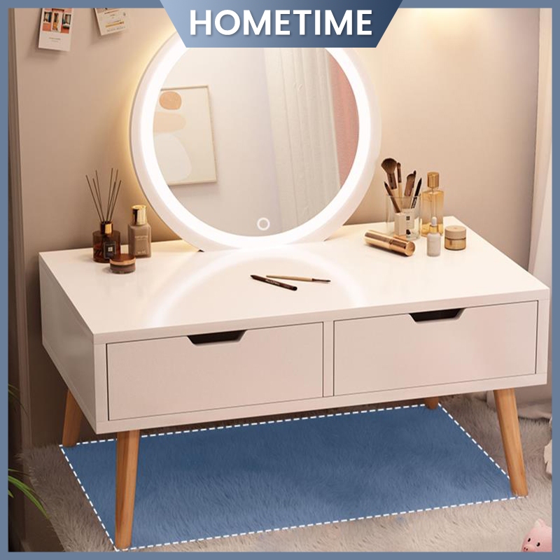 HOMETIME Meja Rias Aesthetic / Meja Rias Lampu LED / Meja Rias Mini