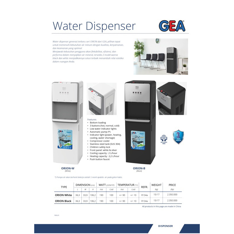 GEA DISPENSER GEA ORION DISPENSER AIR DINGIN ES GEA DISPENSER GALON BAWAH DISPENSER GEA DISPENSER 3 