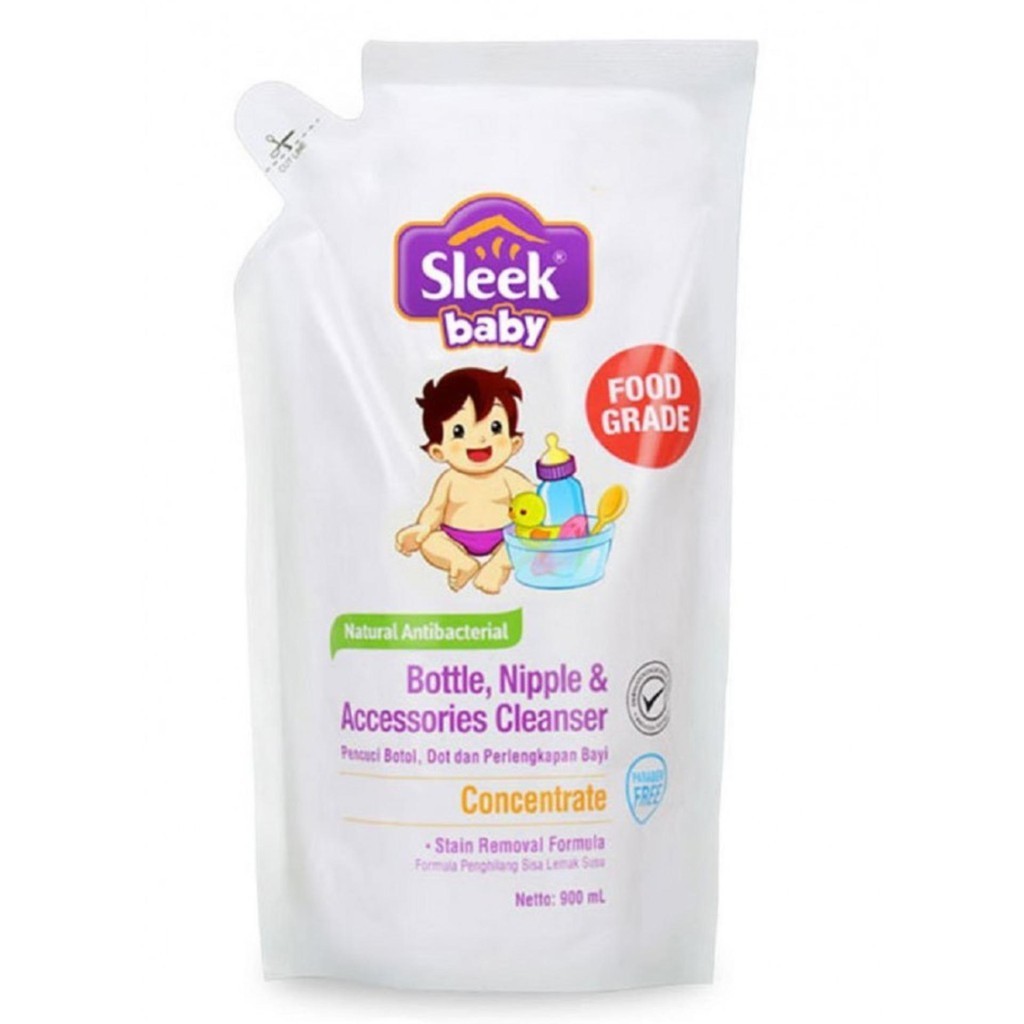 Sleek Baby Sabun Cuci Peralatan Bayi Bottle Nipple And Accessories Cleanser Refill Pouch 450ml