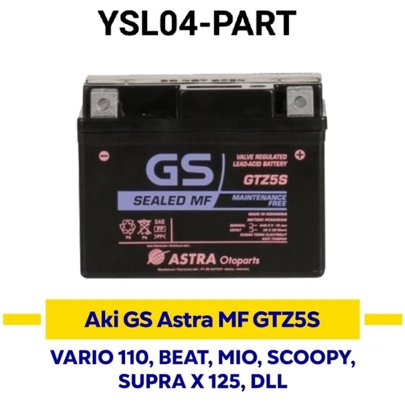 Aki Motor GS ASTRA MF (GSMF-GTZ-5S) AKI KERING BEAT VARIO SCOOPY MIO ORI