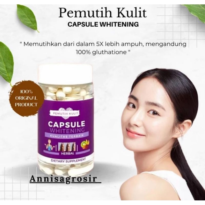 CUCI GUDANG BANTING HARGA  KAPSUL PEMUTIH BADAN ISI 60 CAPSULE WHITENING BOTOL UNGU