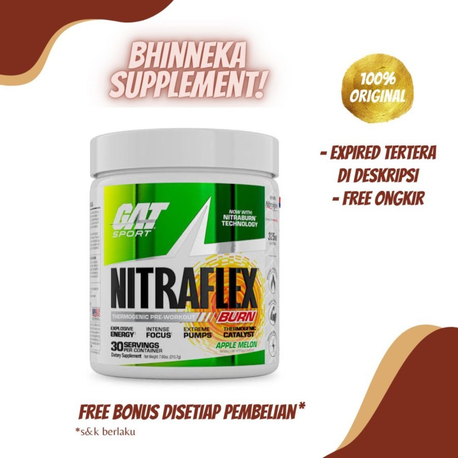 GAT Nitraflex Burn Pre workout Pwo Energy Booster Pre-workout Fat Burn GAT Nitraflex Burn (30 servin