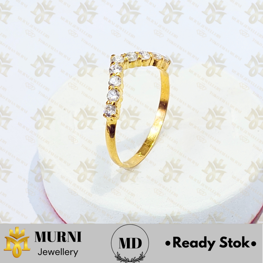 Perhiasan Cincin Emas Muda Asli Cor Mata Model Aurel Lancip Murah