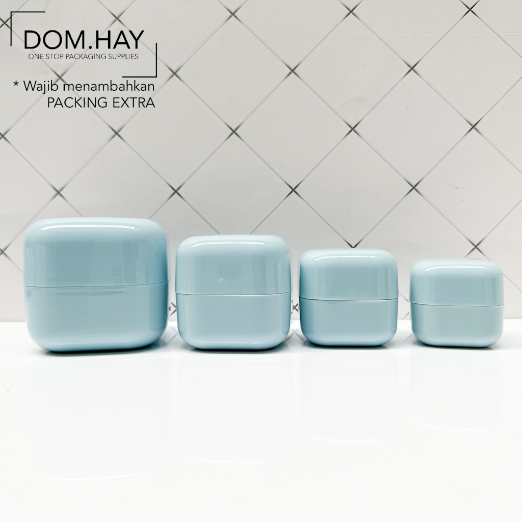 Pot Cream Kotak Pastel Biru SQ Plastik Double Layer Skin Care Pelembab Moisturizer Serum Botol Krim 
